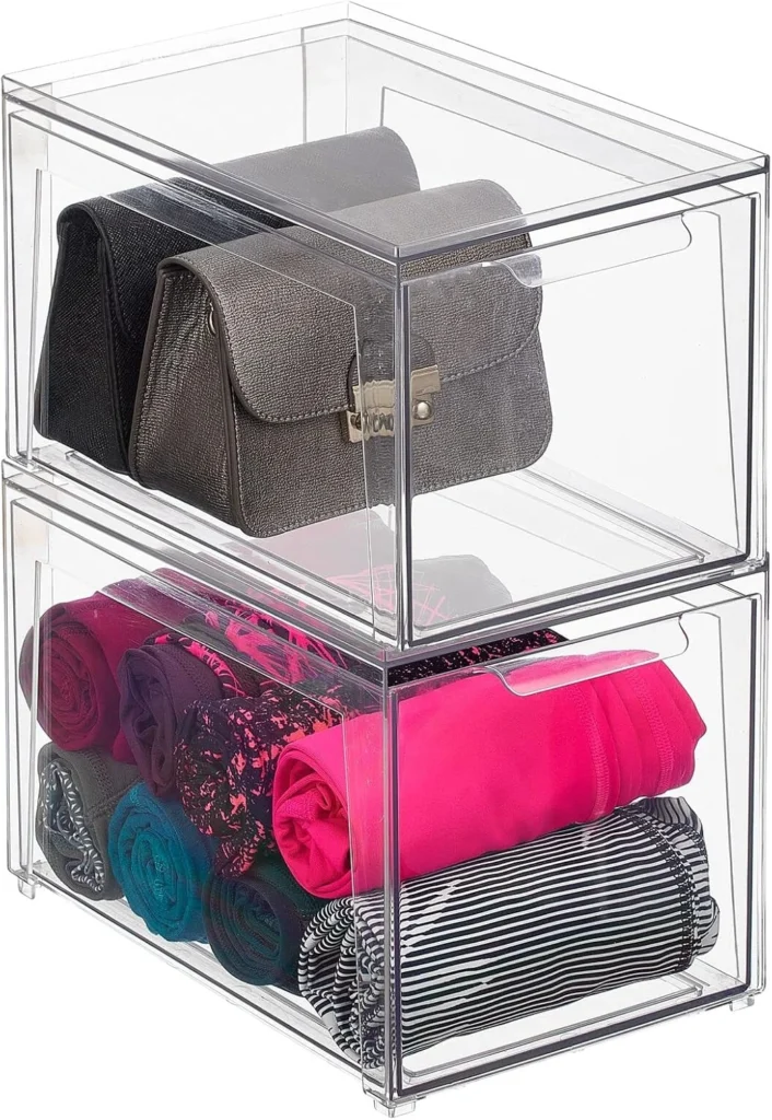 mDesign Plastic Stackable Closet Storage Organizer Bins